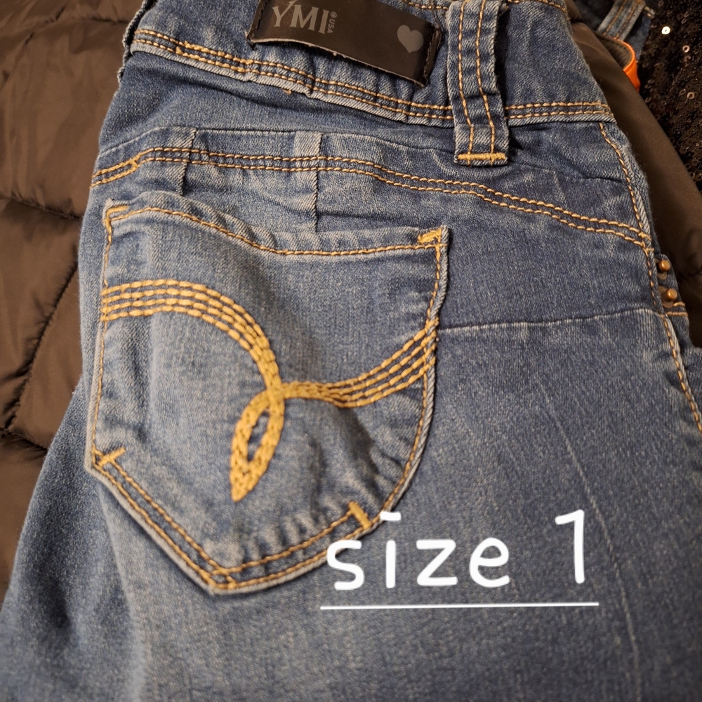 YMI Women's Denim Jeans with Tan Stitching